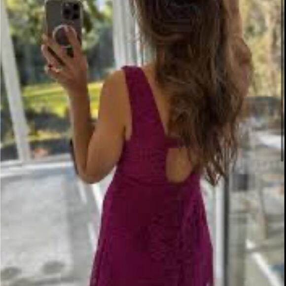 ZARA Fuchsia Short Lace Pinafore Dress - Picture 4 of 5